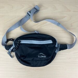 L.L. Bean Stowaway Fanny Pack Waist Belt Bag Hiking Black & Gray Adjustable